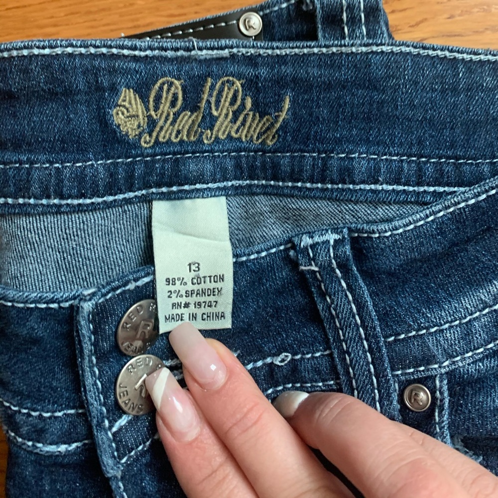 Red Rivet jeans. - Picture 2 of 4